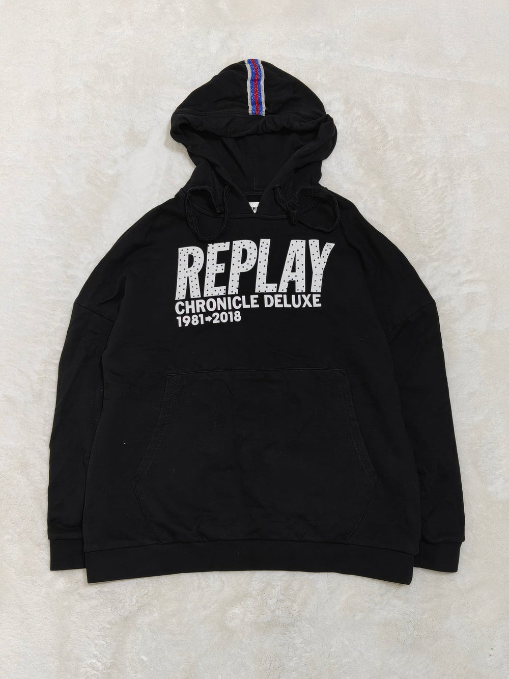 Women Replay Black Relaxed Oversized Hoodie (XS)
