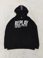 Women Replay Black Relaxed Oversized Hoodie (XS)