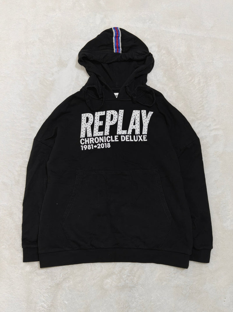 Women Replay Black Relaxed Oversized Hoodie (XS)