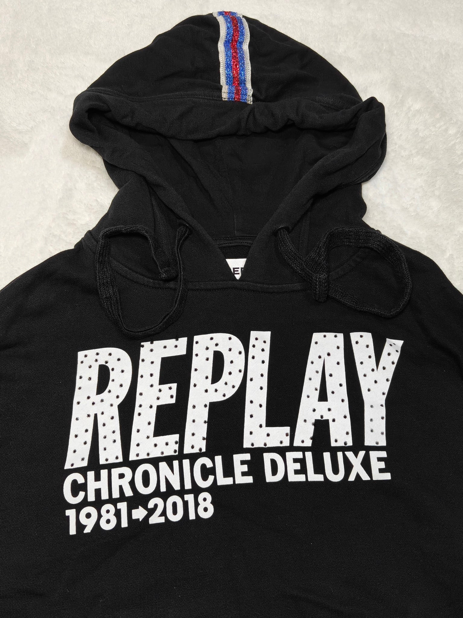 Women Replay Black Relaxed Oversized Hoodie (XS)