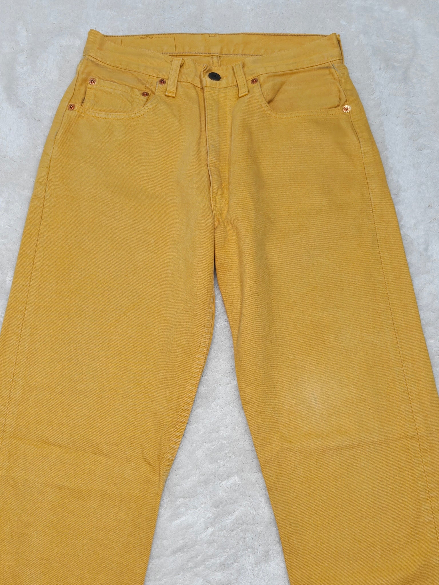 Women Vintage 1996 Levi's 534 Ochre Yellow Wash 0235 Tapered W30 L32 (EU 40/L) Jeans