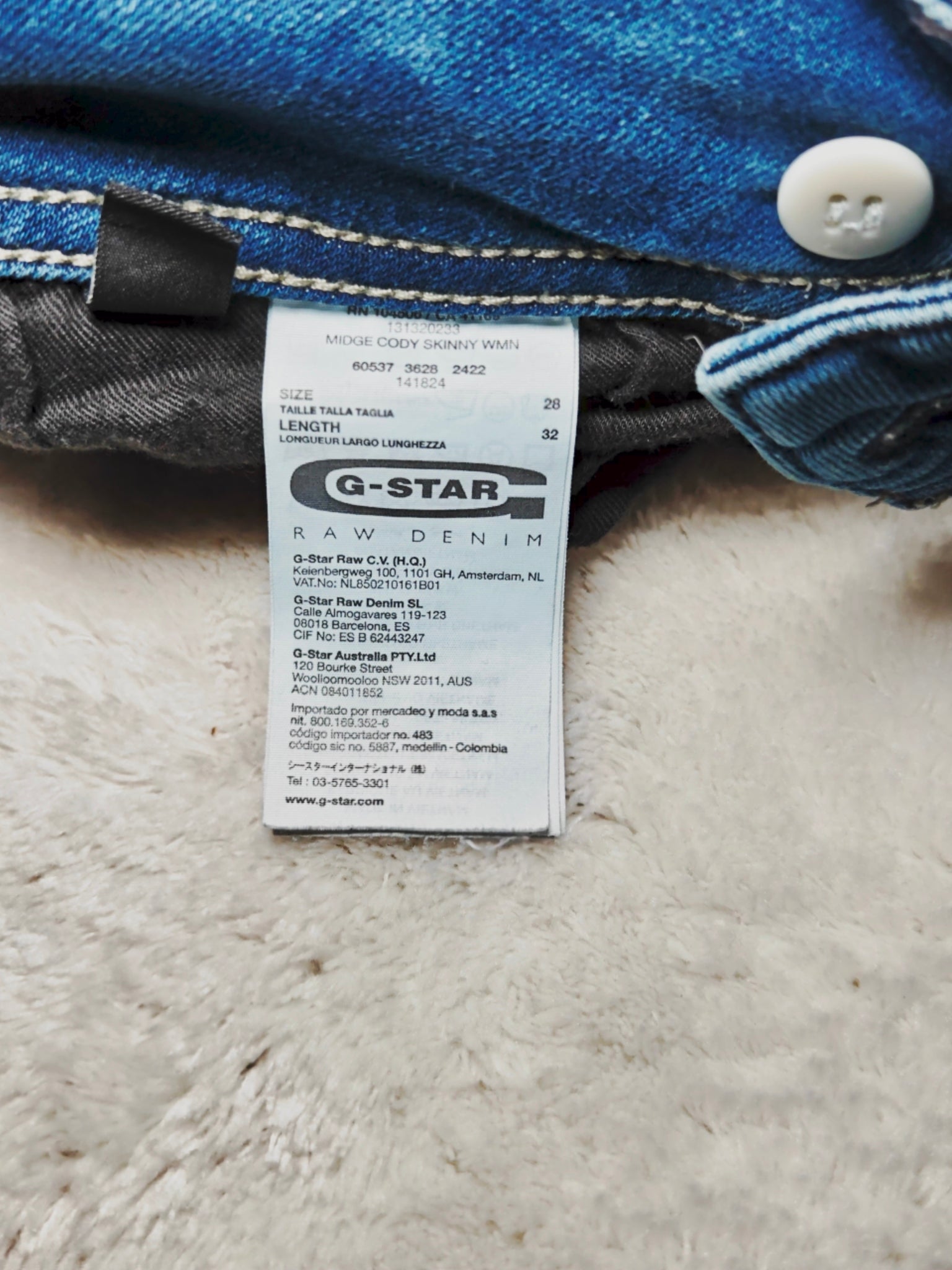 Women Y2K G-Star Midge Cody Blue Skinny Low Waist W28 L32 (EU 38/M) Jeans