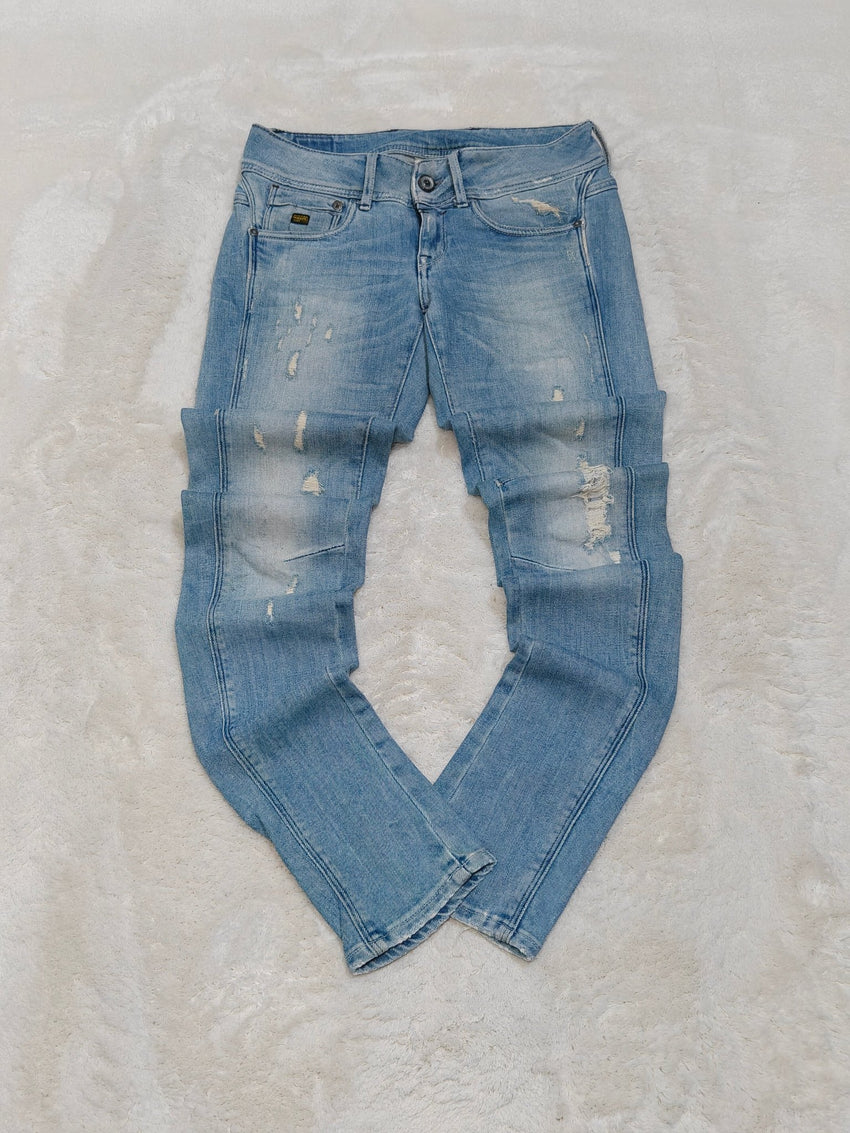 Women Y2K G-Star Midge Cody Light Blue Skinny Low Waist W27 L32 (EU 36/S) Jeans