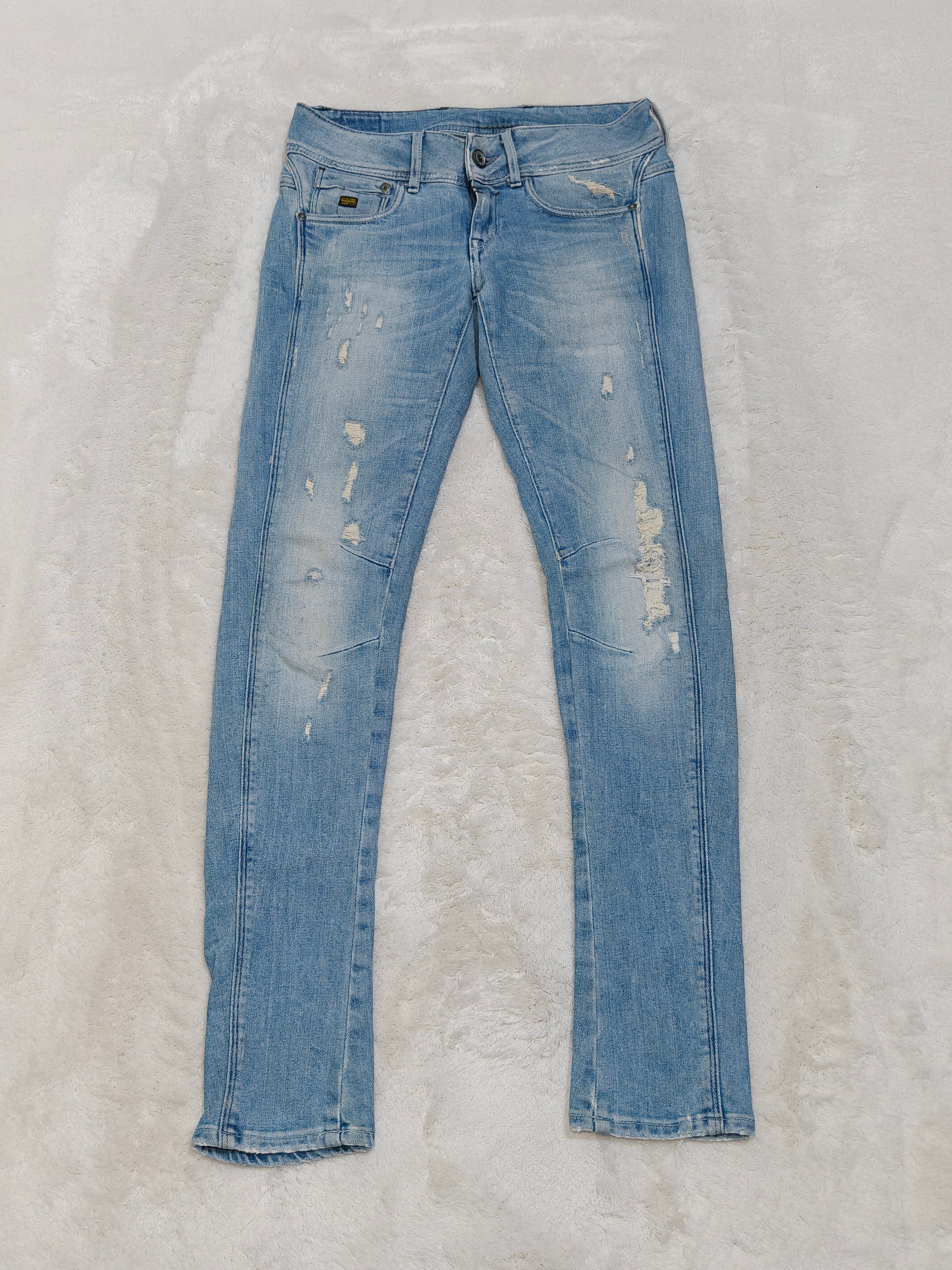 Women Y2K G-Star Midge Cody Light Blue Skinny Low Waist W27 L32 (EU 36/S) Jeans