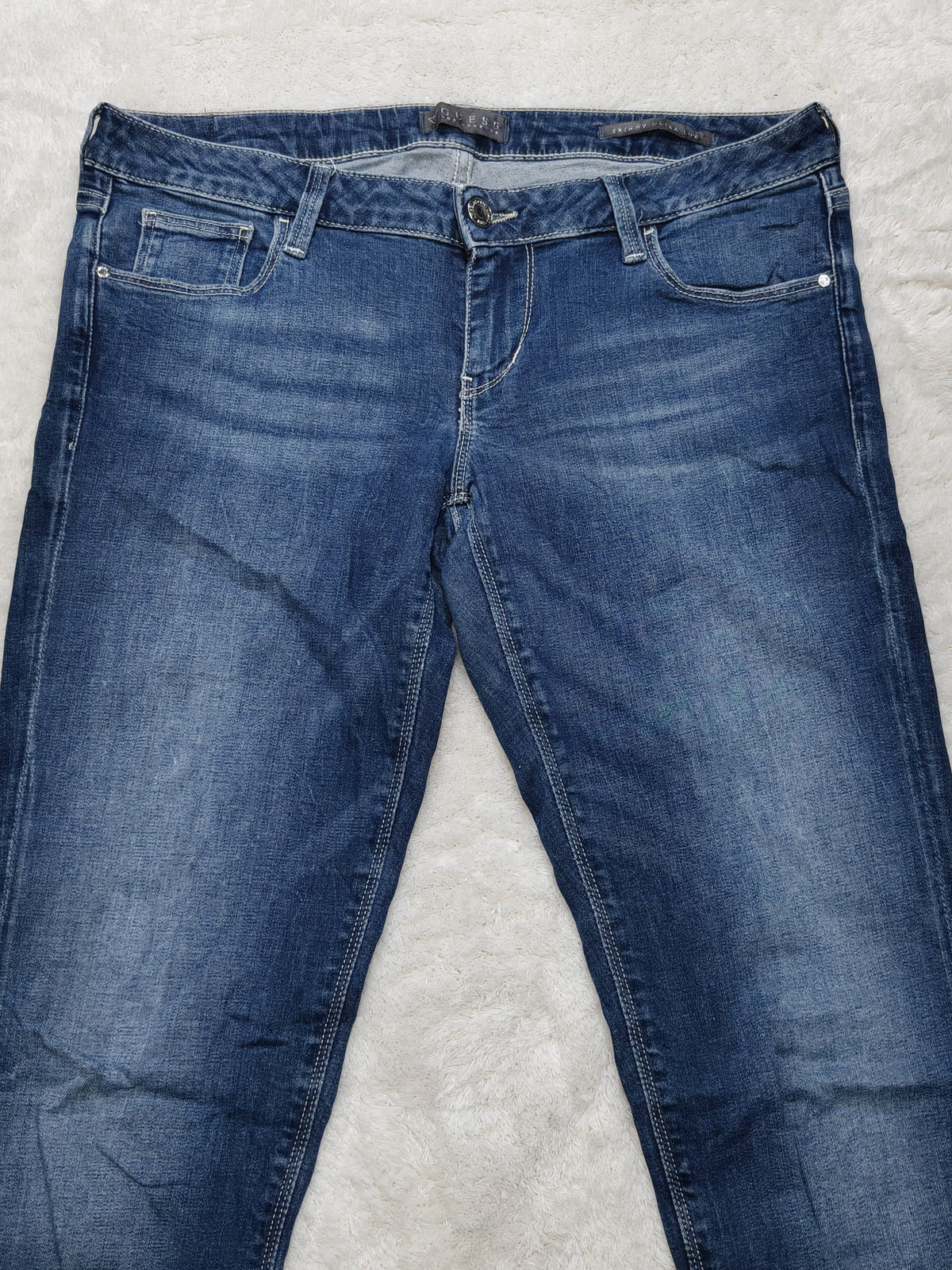 Women Y2K Guess Blue Skinny Ultra Low Waist W29 L29 (EU 38/M) Jeans