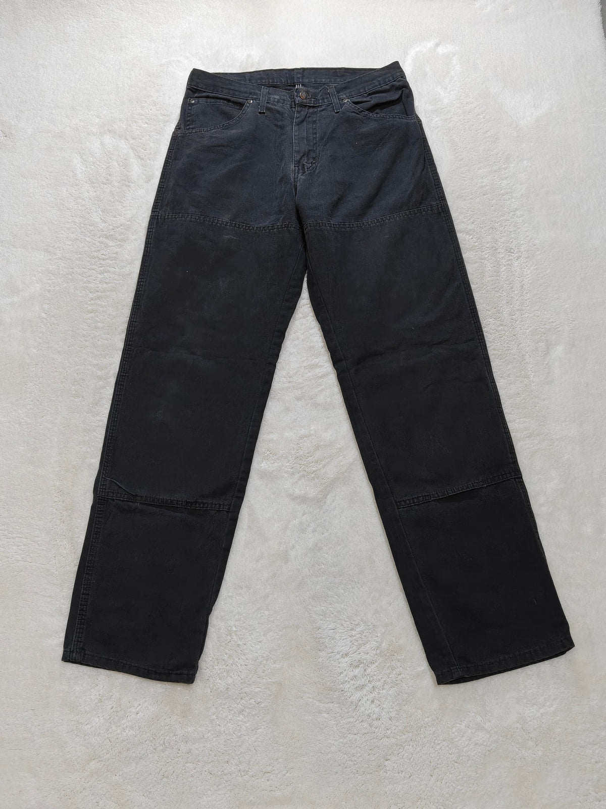 Men Dickies Double Knee 6-Pocket Duck Black Straight W32 L34 Jeans