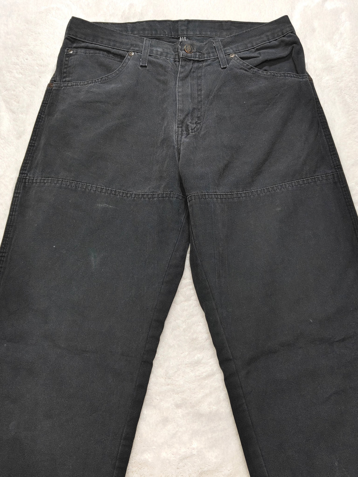 Men Dickies Double Knee 6-Pocket Duck Black Straight W32 L34 Jeans