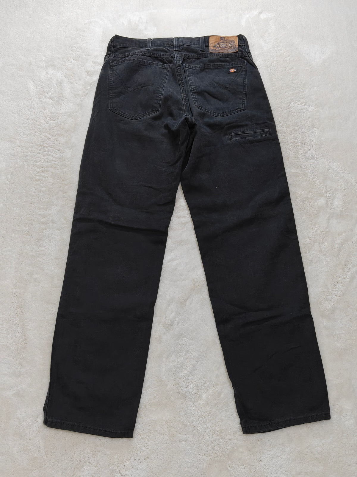 Men Dickies Double Knee 6-Pocket Duck Black Straight W32 L34 Jeans