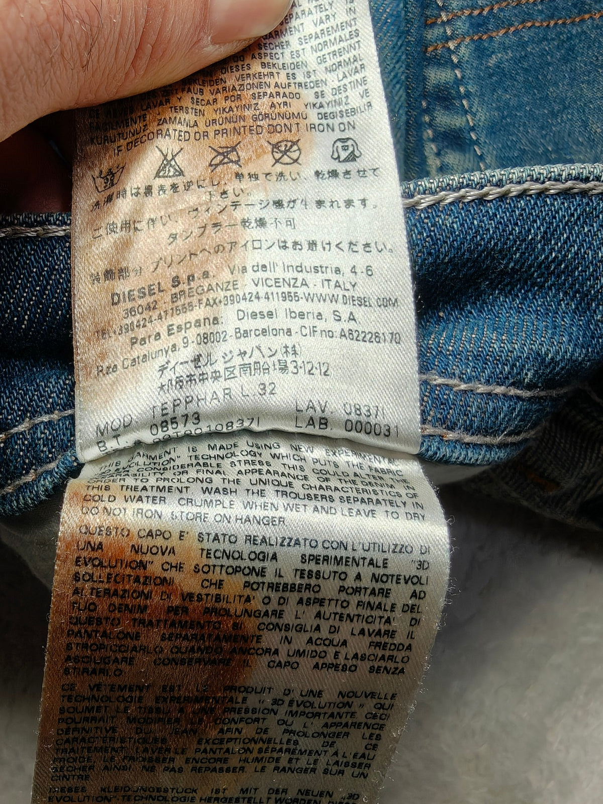 Men Diesel Tepphar Dark blue 0837I Slim carrot W28 L32 Y2K Jeans