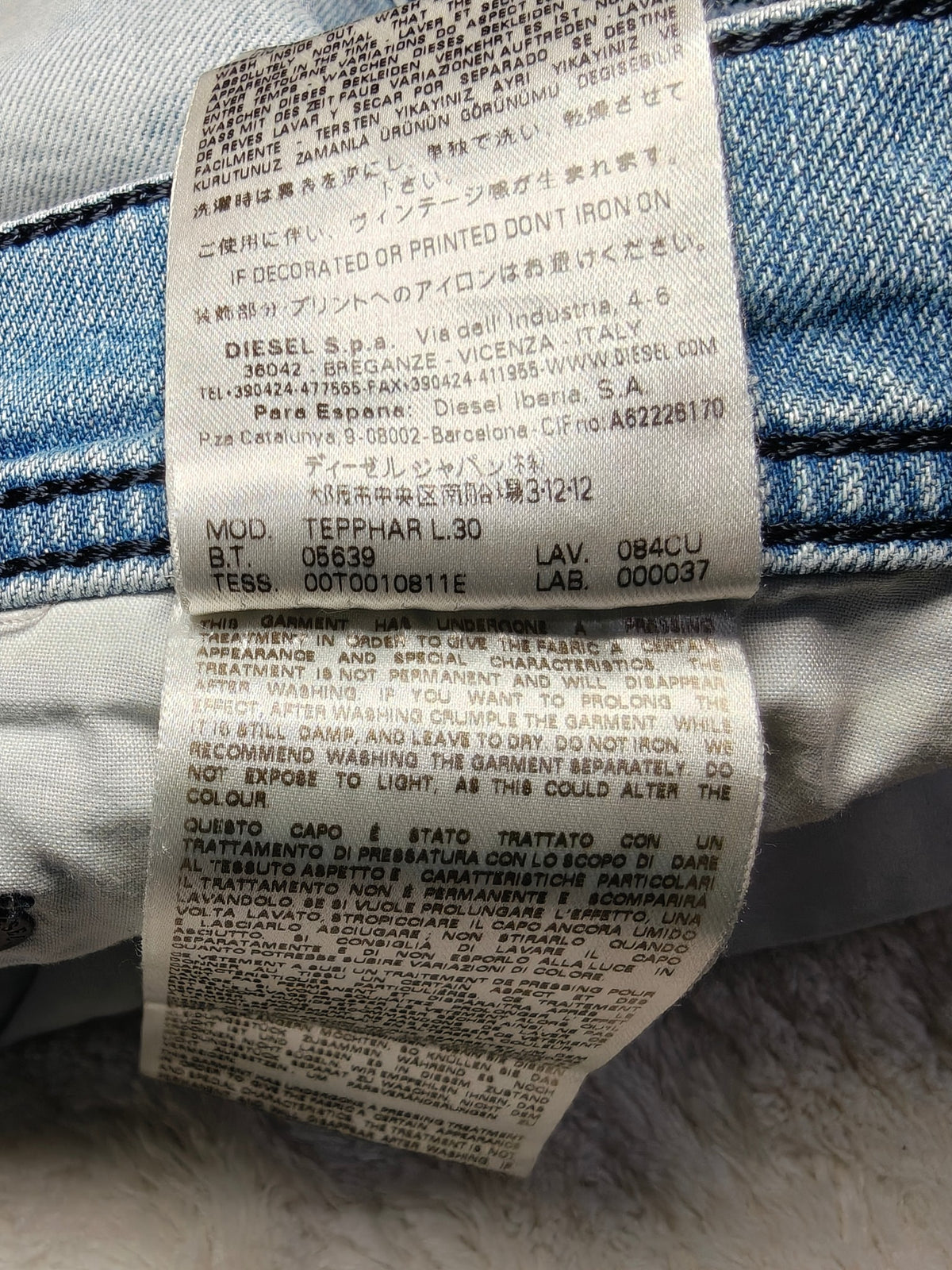 Men Diesel Tepphar Light blue 084CU Slim carrot W28 L30 Y2K Jeans