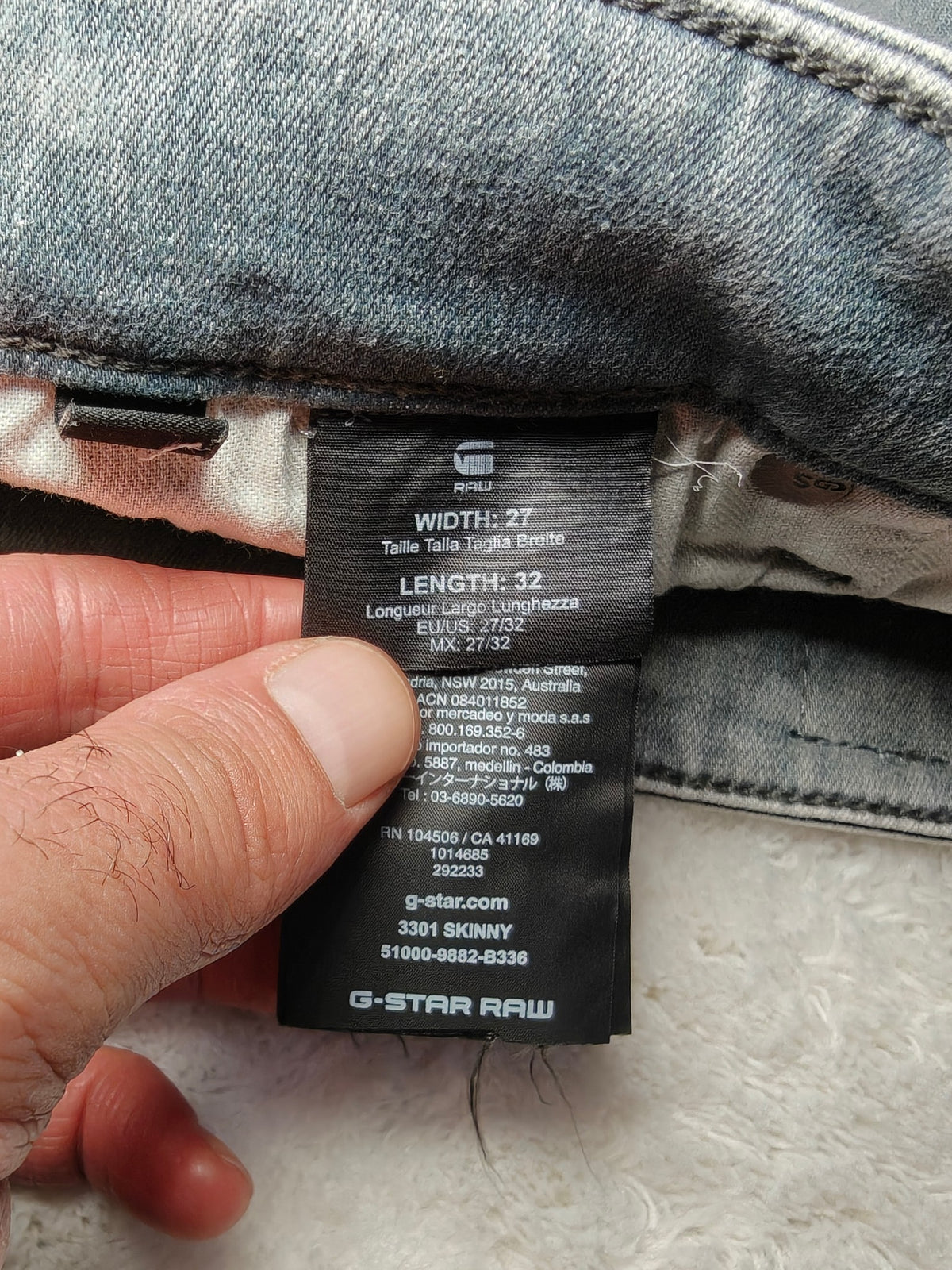 Men G-Star RAW 3301 Faded industrial grey Skinny W27 L32 Jeans