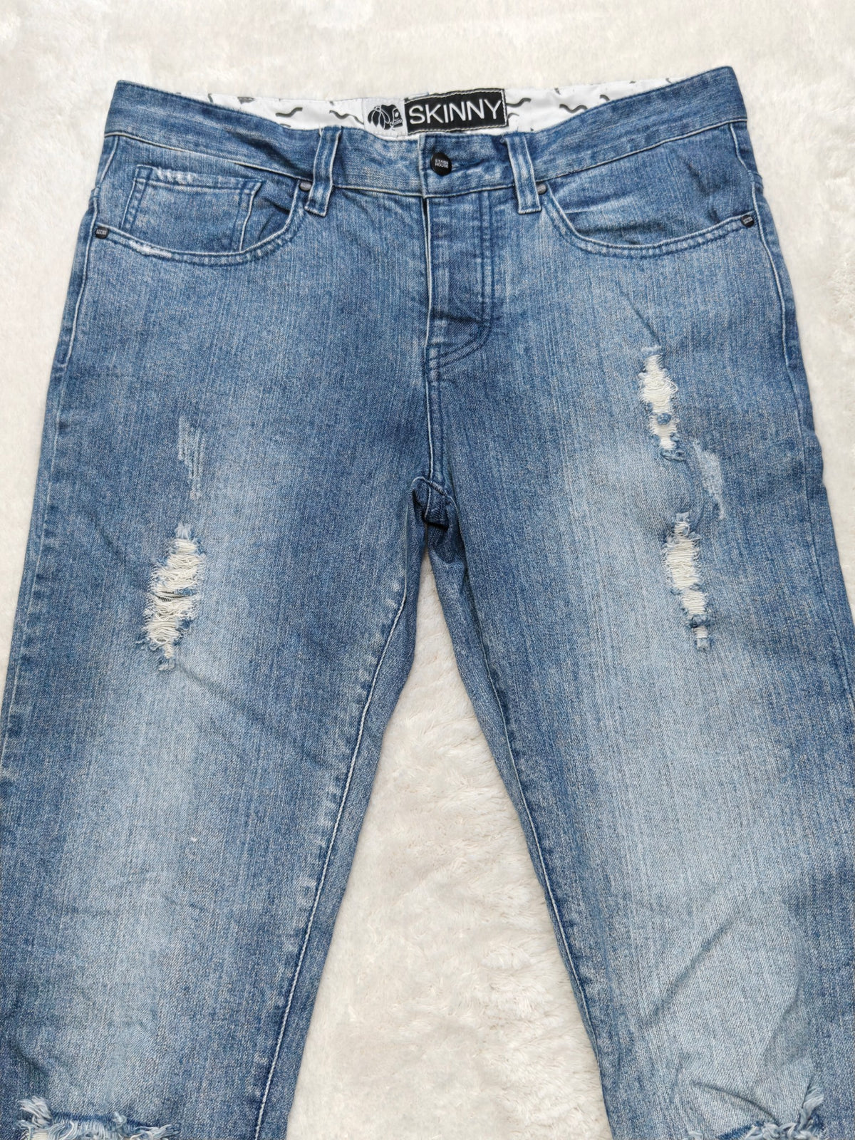 Men Stash House Skinny Distressed Details Blue Skinny W30 L32 Y2K Jeans