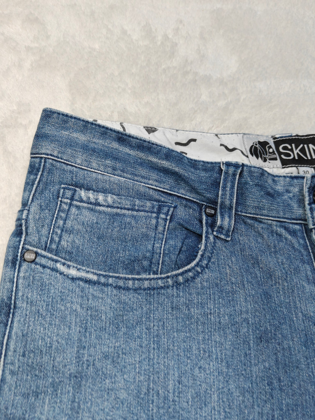 Men Stash House Skinny Distressed Details Blue Skinny W30 L32 Y2K Jeans