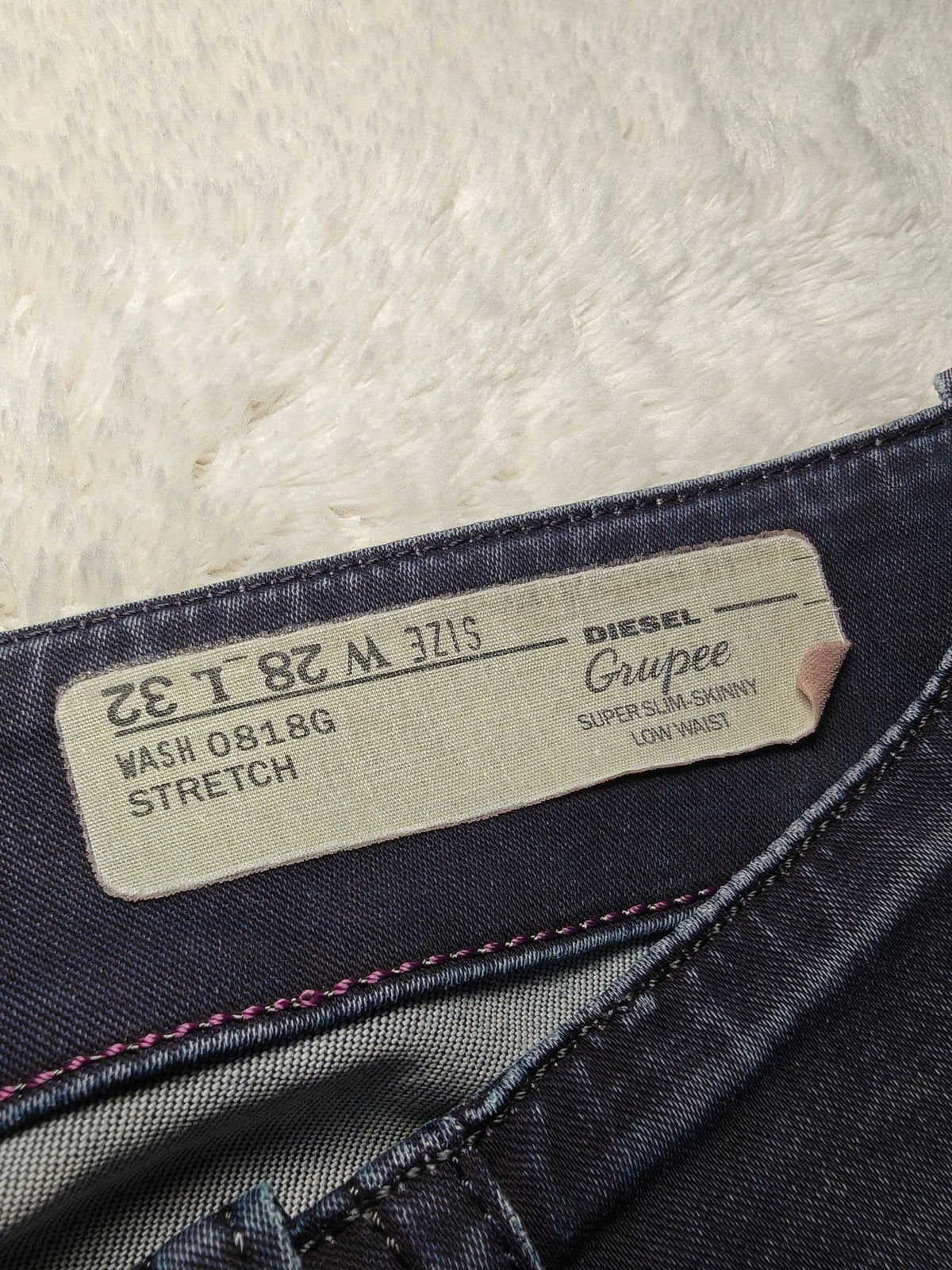 Women Diesel Grupee Made in Italy Dark blue 0818G Slim W28 L32 (EU 38 / M) Y2K Jeans