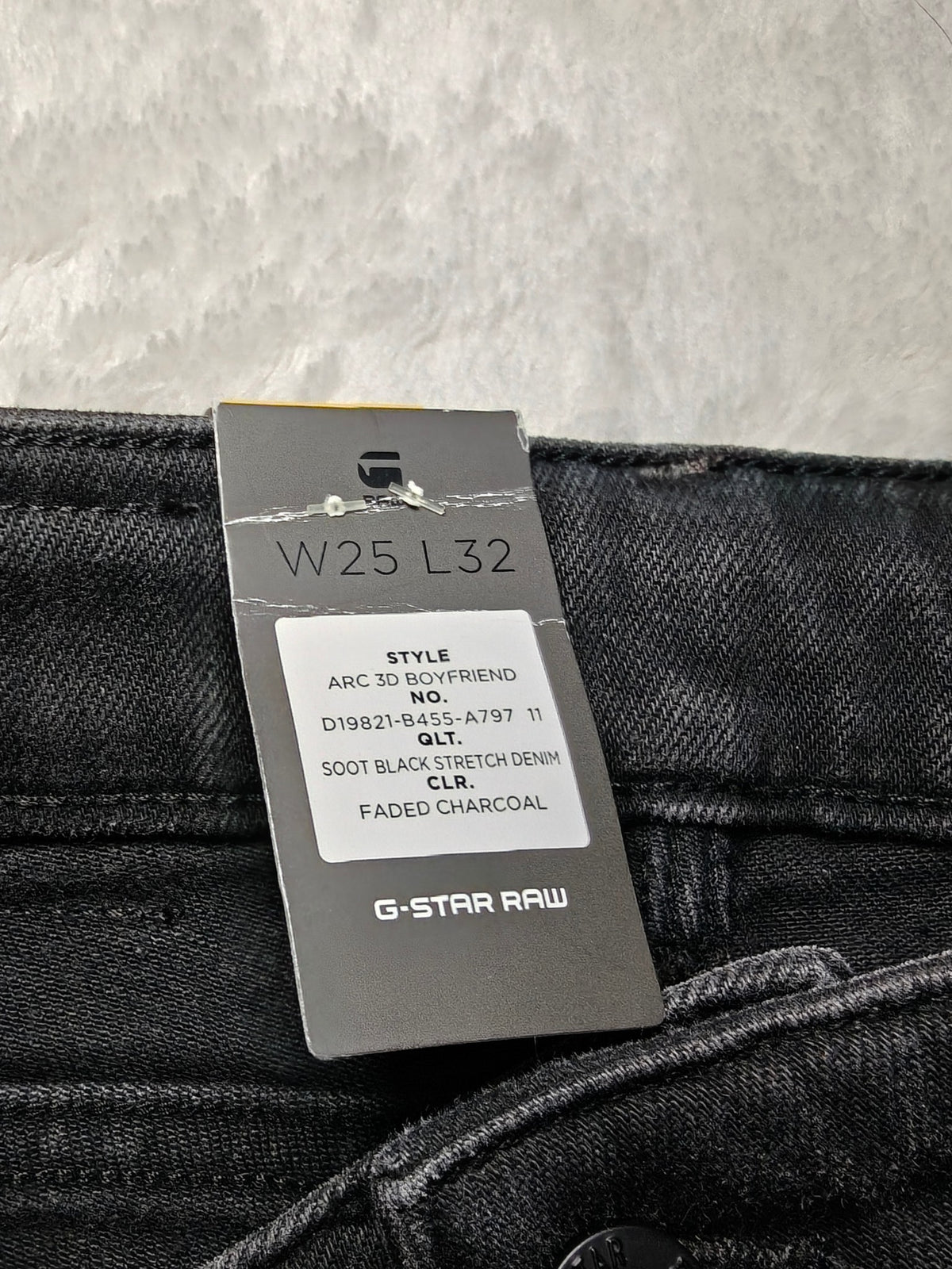Women G-Star RAW Arc 3D Faded Charcoal Boyfriend W25 L32 (EU 34 / XS) Jeans