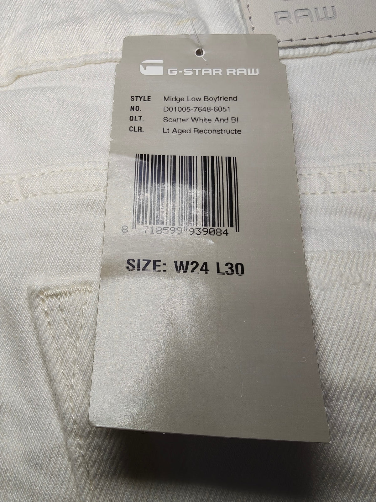 Women G-Star RAW Midge White Boyfriend fit W24 L30 (EU 34 / XS) Jeans