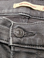 Women Levi's 710 Black Super skinny W25 L30 (EU 34 / XS) Y2K Jeans