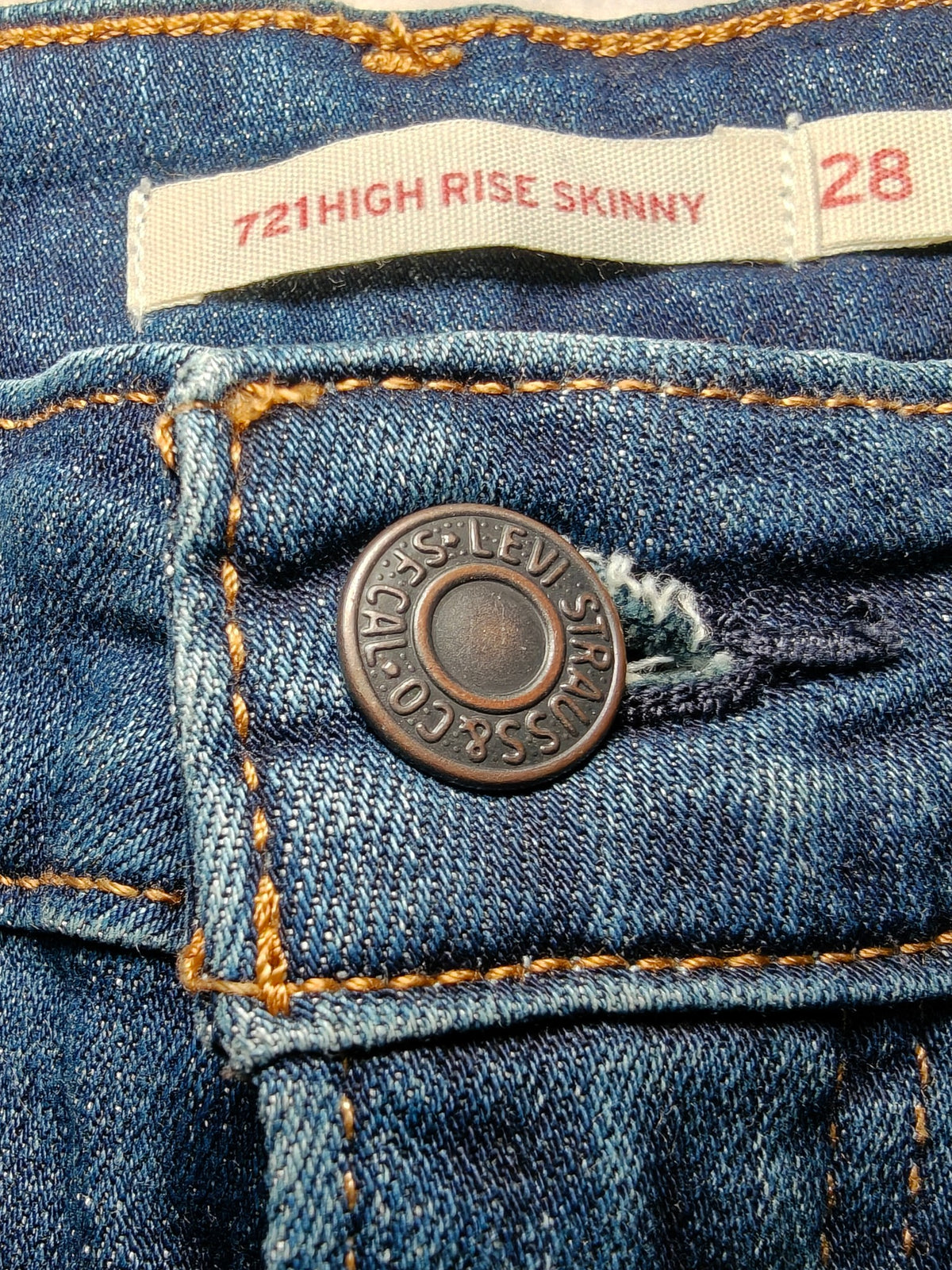 Women Levi's 721 Blue Skinny W28 L32 (EU 38 / M) Y2K Jeans