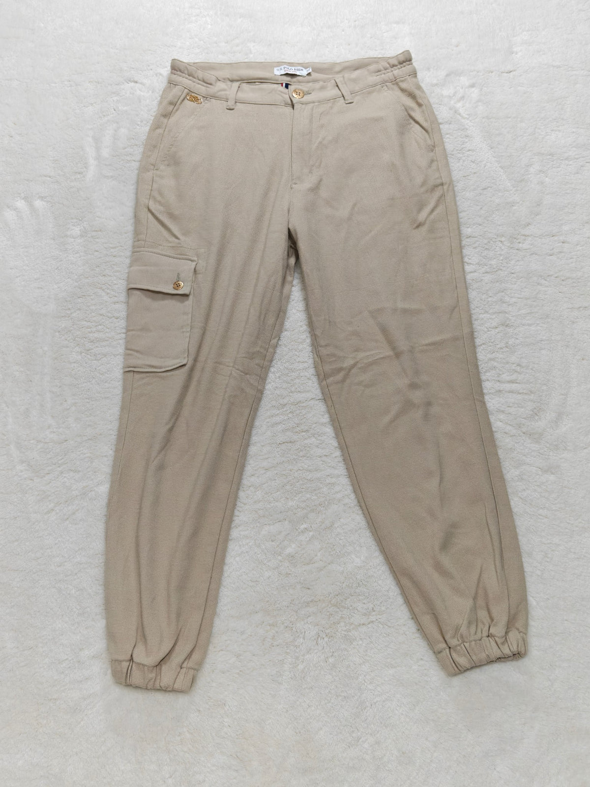 Women U.S. Polo Assn Beige Tapered W32 L28 (EU 42 / XL) Y2K Pants
